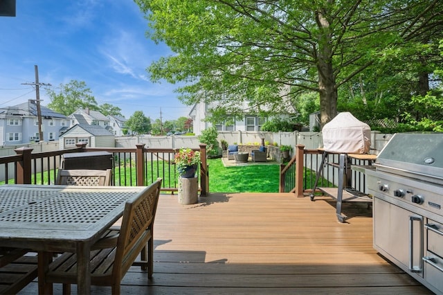 35 Irenhyl Ave, Port Chester, NY 10573 - deck featuring a fenced backyard, outdoor lounge area, outdoor dining space, and a residential view