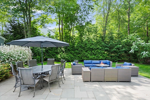 41 Park Cir, Quogue, NY 11959 - view of patio / terrace featuring an outdoor living space and outdoor dining space