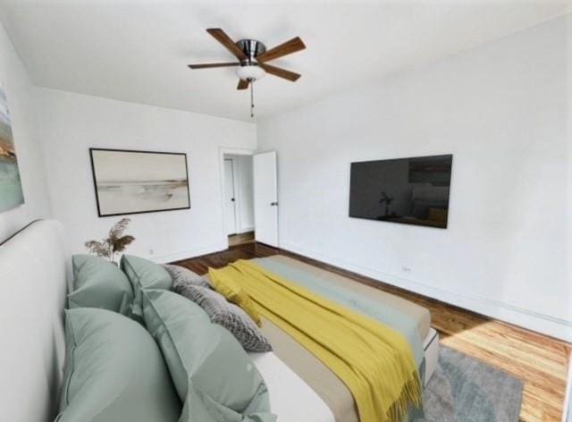 41-42 42nd St Unit 4L, Sunnyside, NY 11104 - bedroom featuring wood finished floors and ceiling fan