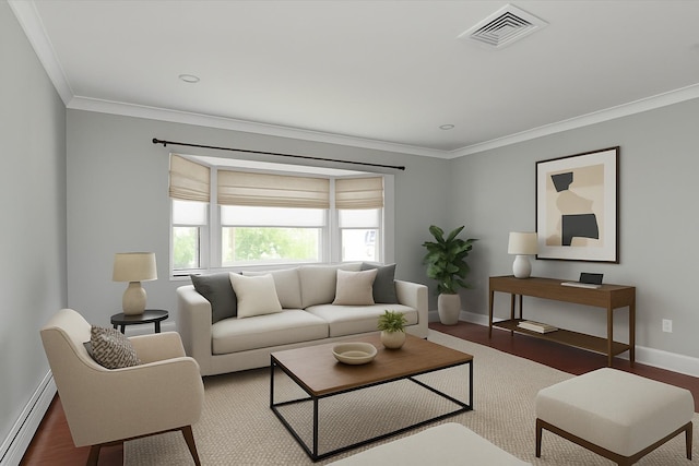 2080 Beech St, Wantagh, NY 11793 - living area with baseboard heating and crown molding