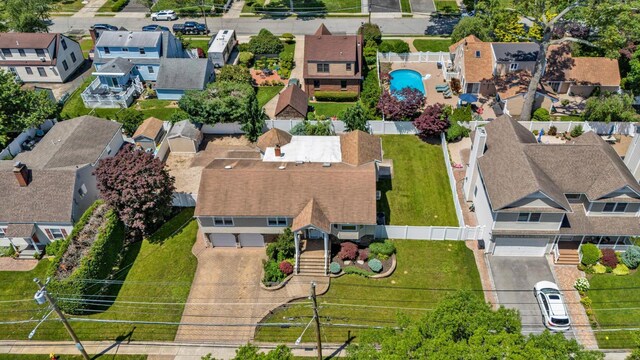 2080 Beech St, Wantagh, NY 11793 - aerial perspective of suburban area featuring a pool