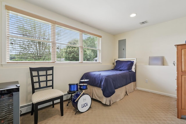 3 Hoyt Ct, Stony Point, NY 10980 - carpeted bedroom featuring a baseboard heating unit and recessed lighting