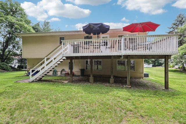3 Hoyt Ct, Stony Point, NY 10980 - rear view of house with a deck, a lawn, and stairway