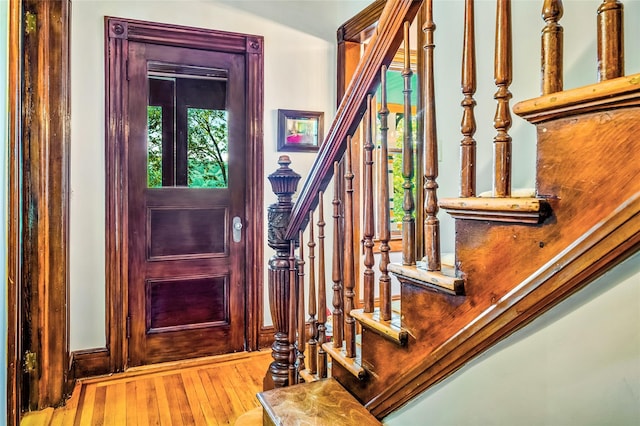 33 Ridge Rd, Ardsley, NY 10502 - foyer with stairway and hardwood / wood-style floors