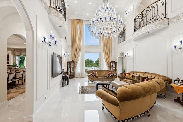 1190 Harbor Rd, Hewlett Harbor, NY 11557 - building lobby featuring a towering ceiling, recessed lighting, and ornamental molding
