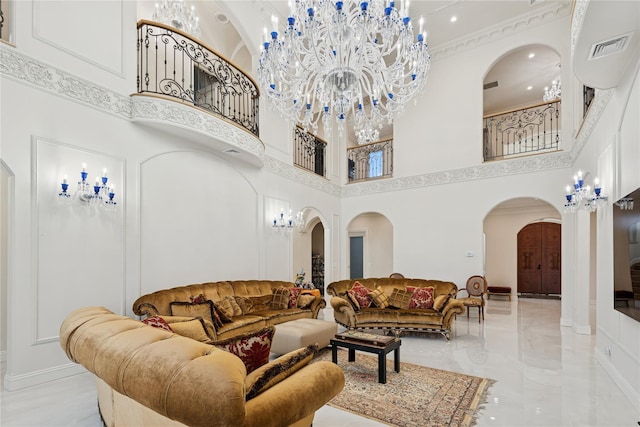 1190 Harbor Rd, Hewlett Harbor, NY 11557 - common area with a high ceiling and ornamental molding