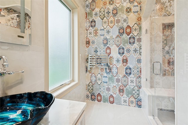 1190 Harbor Rd, Hewlett Harbor, NY 11557 - bathroom featuring a stall shower and vanity