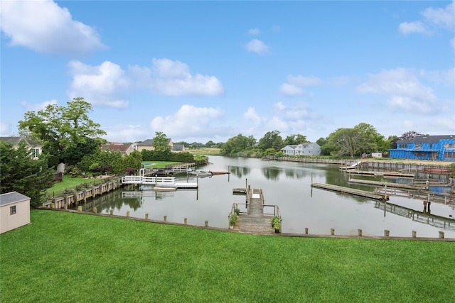 1190 Harbor Rd, Hewlett Harbor, NY 11557 - dock with a water view and a lawn
