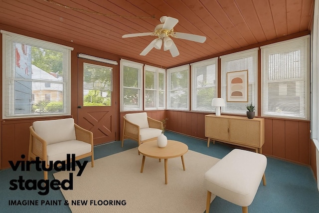 16 King St, Port Jervis, NY 12771 - sunroom / solarium featuring wooden ceiling, carpet floors, and wood walls