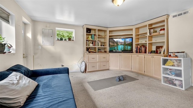 7 Kings Ln, Montrose, NY 10548 - living area featuring light carpet and electric panel