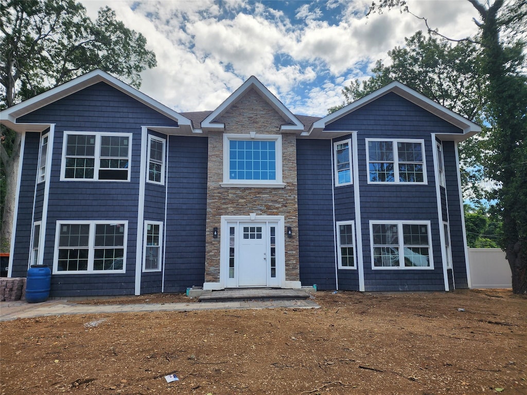 32 Jefferson Ave, Wyandanch, NY 11798 - view of front of house with stone siding
