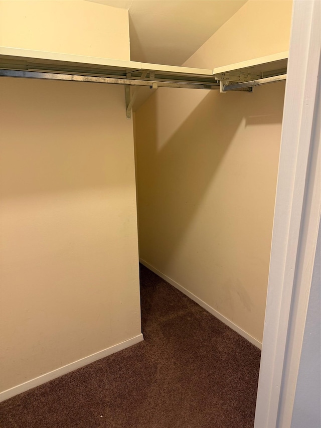 1012 Skyline Dr, Coram, NY 11727 - walk in closet featuring dark colored carpet and lofted ceiling