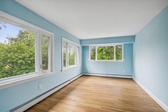542 Montauk Hwy, Southampton, NY 11968 - unfurnished room with a baseboard heating unit and light wood-style floors