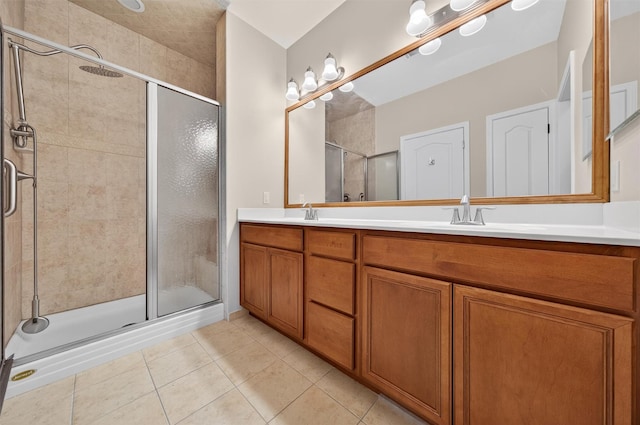 84 Jasmine Dr, Middletown, NY 10940 - full bath with tile patterned floors, a shower stall, and double vanity