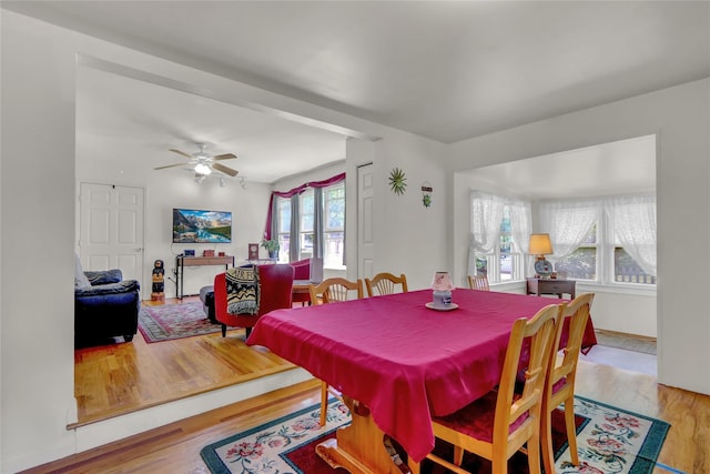 178 Magnolia Dr, Mastic Beach, NY 11951 - dining space with wood finished floors and ceiling fan