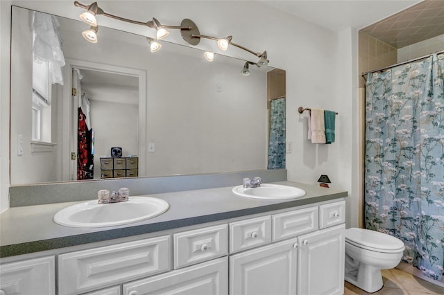 178 Magnolia Dr, Mastic Beach, NY 11951 - bathroom featuring double vanity and a shower with shower curtain