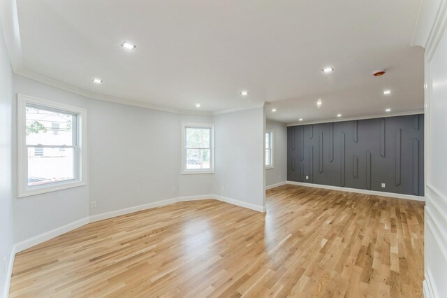 237 Linden Ave, Westbury, NY 11590 - empty room featuring crown molding, light wood-style floors, and recessed lighting