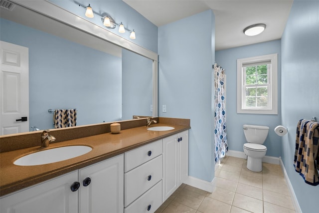38 Southview Ct, Poughkeepsie, NY 12603 - bathroom featuring double vanity, tile patterned flooring, and curtained shower