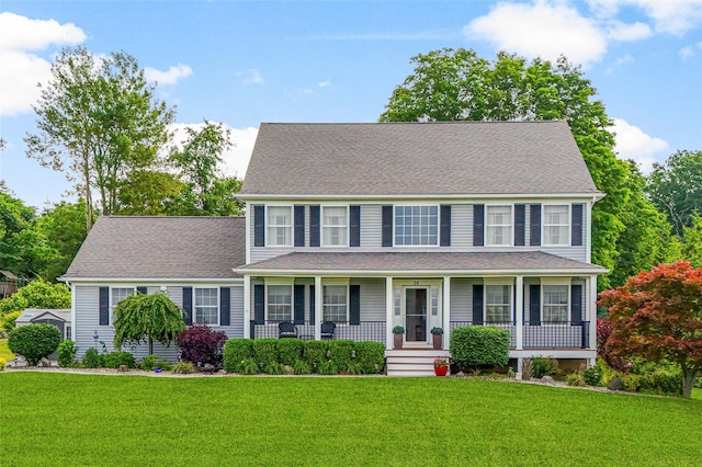 38 Southview Ct, Poughkeepsie, NY 12603 - colonial house featuring a porch, a front yard, and a shingled roof
