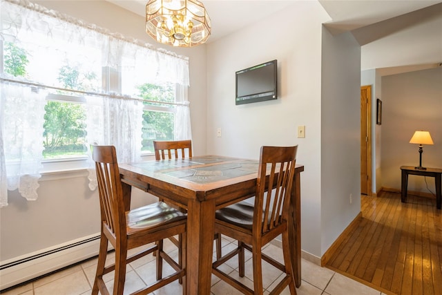 51 Lester Dr, Orangeburg, NY 10962 - dining space with baseboard heating and a chandelier
