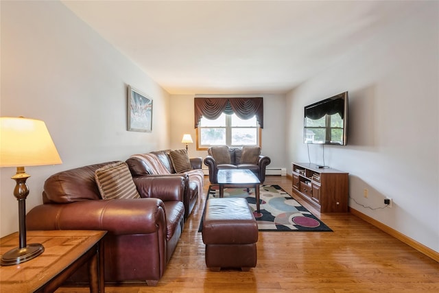 51 Lester Dr, Orangeburg, NY 10962 - living room featuring light wood finished floors and baseboard heating
