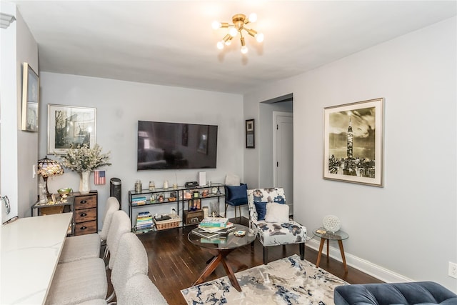 30-47 Hobart St Unit 6, Woodside, NY 11377 - living room featuring wood finished floors and a chandelier