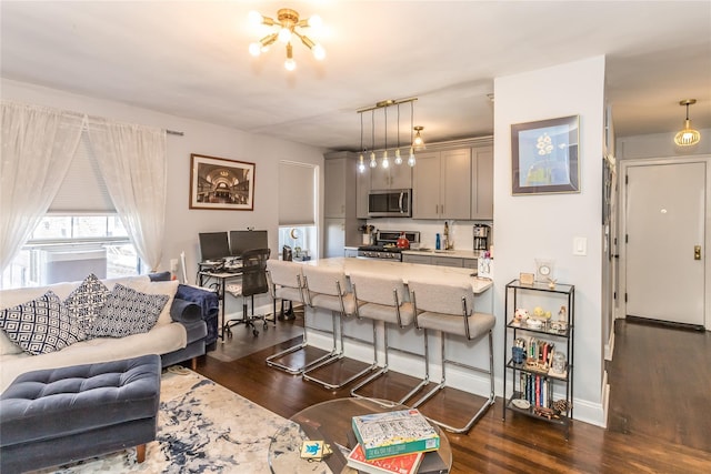30-47 Hobart St Unit 6, Woodside, NY 11377 - living area featuring dark wood-style floors and baseboards