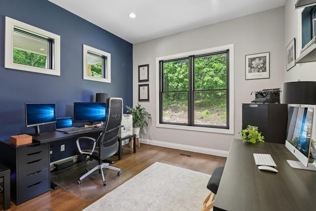 317 Old Mill Rd, Nissequogue, NY 11780 - home office featuring wood finished floors and recessed lighting