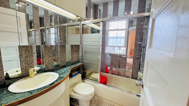 89-09 86th St, Woodhaven, NY 11421 - bathroom featuring bath / shower combo with glass door and vanity