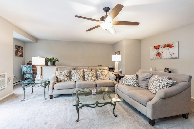 1106 Parkview Dr, Southfields, NY 10975 - living area featuring ceiling fan, carpet, and baseboard heating
