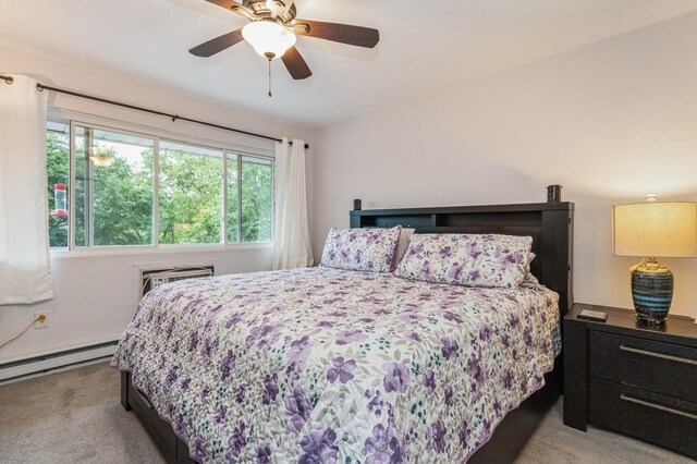 1106 Parkview Dr, Southfields, NY 10975 - bedroom with light colored carpet, multiple windows, an AC wall unit, and ceiling fan