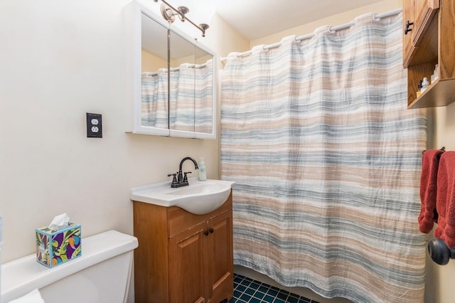 1106 Parkview Dr, Southfields, NY 10975 - full bath with vanity, curtained shower, and tile patterned flooring