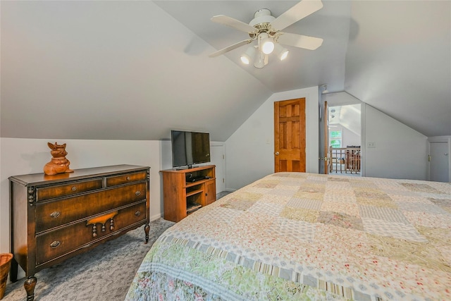 56 Locust Dr, Rocky Point, NY 11778 - bedroom featuring lofted ceiling, carpet, and ceiling fan
