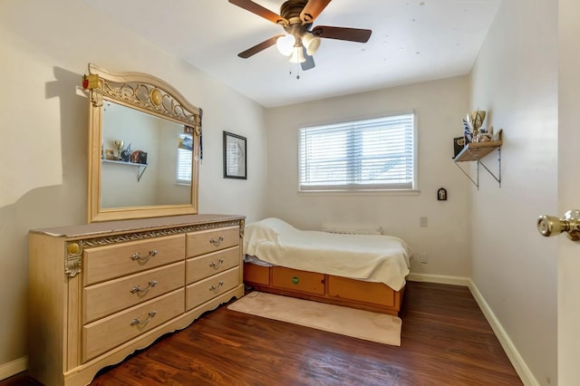 200-06 39th Ave, Bayside, NY 11361 - bedroom with dark wood-style floors and ceiling fan