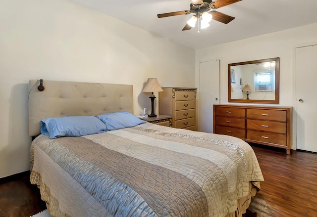 200-06 39th Ave, Bayside, NY 11361 - bedroom featuring dark wood-style flooring and ceiling fan