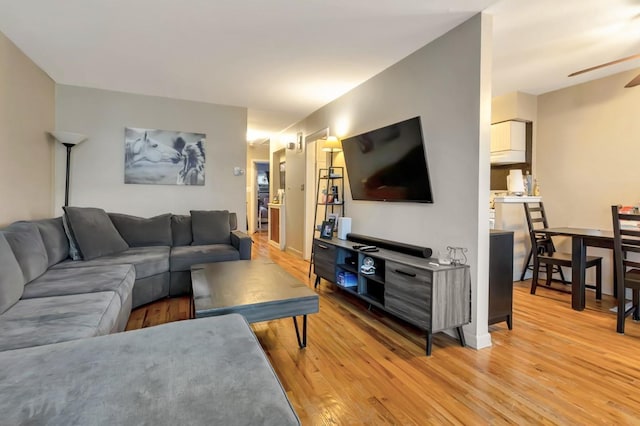 200-06 39th Ave, Bayside, NY 11361 - living room featuring light wood-style flooring and ceiling fan