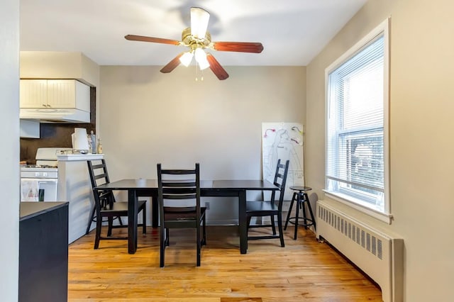 200-06 39th Ave, Bayside, NY 11361 - dining area with radiator, light wood-type flooring, and plenty of natural light