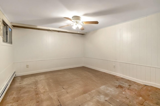 200-06 39th Ave, Bayside, NY 11361 - spare room featuring a baseboard heating unit and ceiling fan