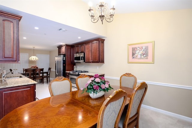 164 Ira Rd, Mount Sinai, NY 11766 - dining area featuring a chandelier and recessed lighting