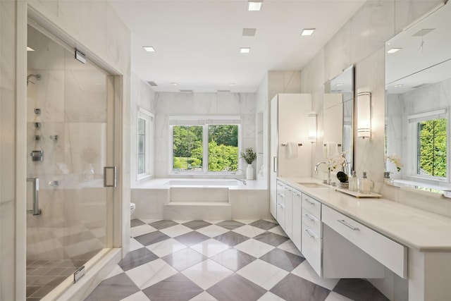 3 Terrace Cir, Armonk, NY 10504 - full bath with a garden tub, vanity, and a stall shower