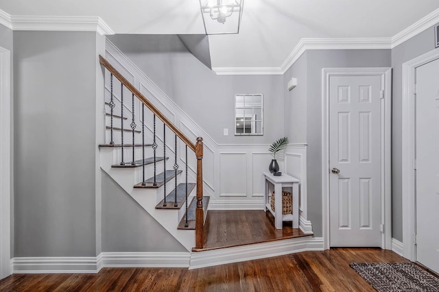 15 Format Ln, Smithtown, NY 11787 - foyer featuring wood finished floors, stairway, and crown molding