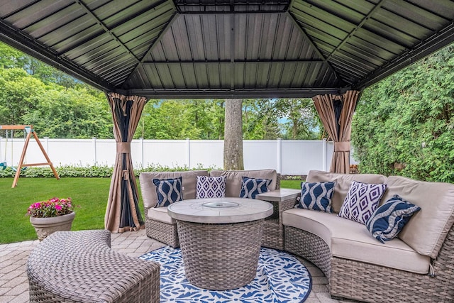 15 Format Ln, Smithtown, NY 11787 - fenced backyard with a gazebo and an outdoor living space