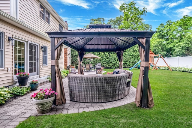 15 Format Ln, Smithtown, NY 11787 - view of patio / terrace featuring a gazebo and a playground