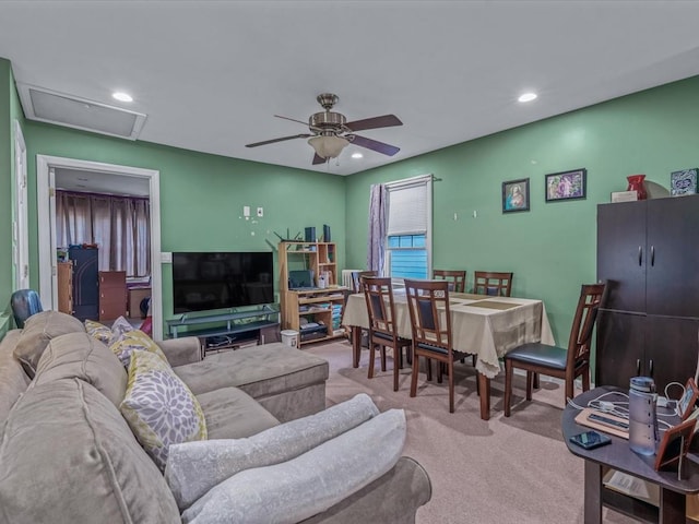 11416 121st St, South Ozone Park, NY 11420 - carpeted living area with recessed lighting and a ceiling fan