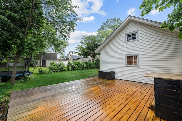 17 Sachem St, East Rockaway, NY 11518 - wooden deck with a trampoline and a yard