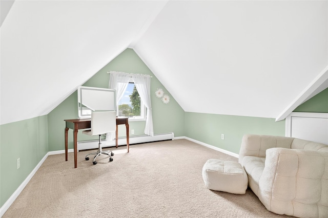 85 Jay St, Stony Point, NY 10980 - carpeted office space featuring a baseboard heating unit and vaulted ceiling