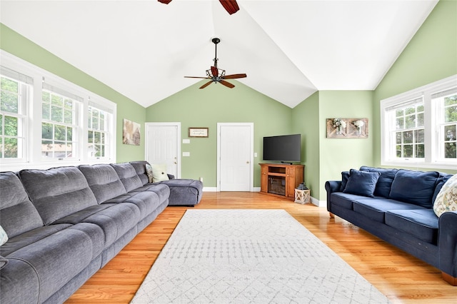 85 Jay St, Stony Point, NY 10980 - living room with a ceiling fan, healthy amount of natural light, light wood-type flooring, and vaulted ceiling