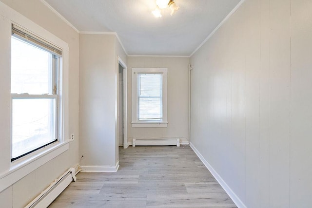 33 N Rte 303, Congers, NY 10920 - unfurnished room with a baseboard radiator, light wood finished floors, plenty of natural light, and crown molding