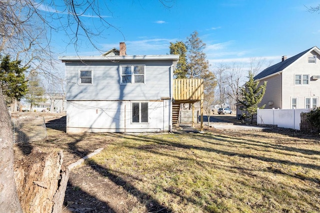 33 N Rte 303, Congers, NY 10920 - back of house with stairs, a chimney, and a wooden deck