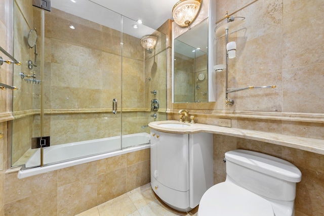 11201 Queens Blvd Unit 10B, Forest Hills, NY 11375 - full bath featuring tile walls, tiled shower / bath, tile patterned floors, and vanity